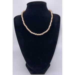 Beaded White & Gold Necklace
